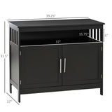 English Elm Sideboard Buffet Cabinet, Modern Kitchen Cabinet, Coffee Bar Cabinet With 2-Level Shelf and Open Compartment, Black