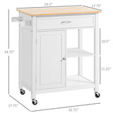 English Elm Kitchen Island Cart, Rolling Kitchen Island With Storage, Solid Wood Top, Drawer, For Dining Room, White