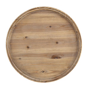 English Elm D23.5 Round Three Tier Side Table Woven Rattan Shelves Fir Wood Farmhouse Brown W2078141934