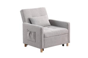 English Elm Convertible Sleeper Sofa Chair Bed with 3-Level Recline, Pull-Out Guest Bed, Plush Teddy Fabric Comfort Gray W1420131260