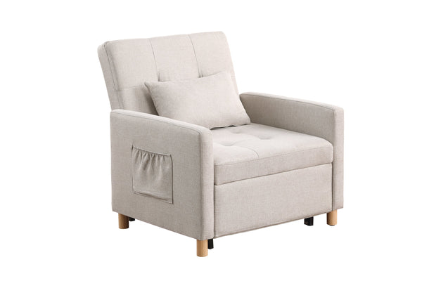 English Elm Convertible Sleeper Sofa Chair Bed with 3-Level Recline, Pull-Out Guest Bed, Plush Teddy Fabric Comfort Beige W1420131261