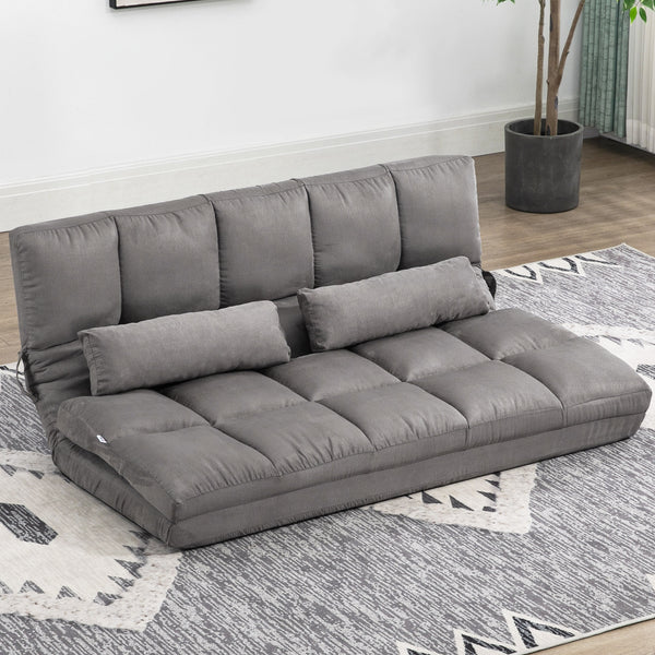 English Elm Convertible Floor Sofa Chair - Space-Saving Folding Couch Bed With 2 Pillows, Adjustable Comfort W2225142075