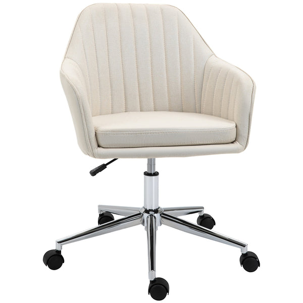English Elm Mid-Back Task Chair with Tub Seat, Beige Fabric Swivel Desk Chair, Adjustable Height & Channel Back W2225142053