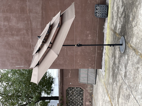 English Elm 9Ft 3-Tiers Outdoor Umbrella with Crank Tilt & Wind Vent, UV40+ Water Resistant Patio Deck Shade W656127029