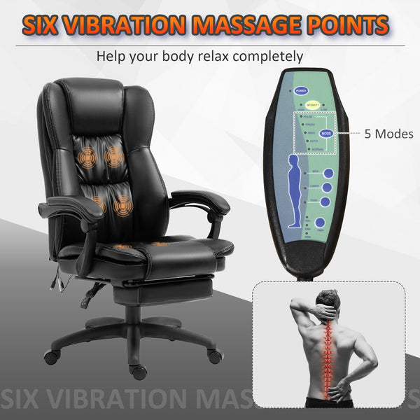 English Elm High High Back Massage Office Chair with 6-Point Vibration, Recline to 135°, PU Leather, Remote Controlled Comfort W2225142100