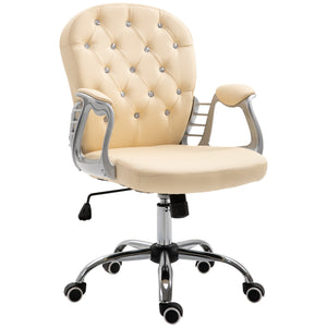 English Elm PU Leather Button-Tufted Office Chair with Padded Arms, Adjustable Tilt & Height, 360° Swivel Wheels W2225142098