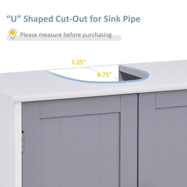 English Elm Kleankin Pedestal Sink Base Cabinet with Adjustable Shelf and Double Door Storage W2225142076