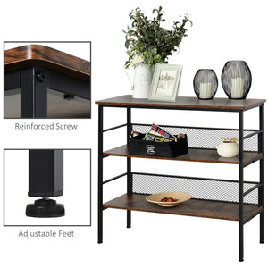 English Elm 3-tier Industrial Console Table Black Metal Frame Mdf Shelves for Entryway or Study W2225142062