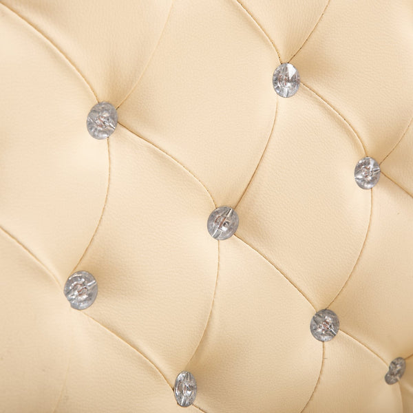 English Elm PU Leather Button-Tufted Office Chair with Padded Arms, Adjustable Tilt & Height, 360° Swivel Wheels W2225142098