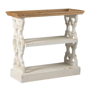 English Elm 35.5" French Country Console Shelf Three Tier Fir Wood Tray Top Distressed Finish W2078141936