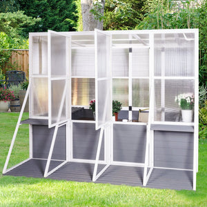 English Elm Greenhouse, Wooden Lean to Walk in Design with Polycarbonate Panels for Year Round Growing W1850S00005