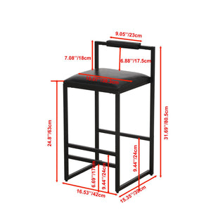 English Elm Black Pu Leather Counter Stools Set of 2 Padded Low Back Kitchen Bar Seating W1757122139