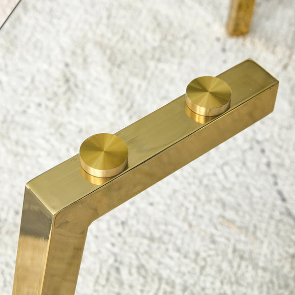 English Elm Modern minimalist sintered stone dining table with white marble-look top and sturdy metal legs, seats 4-6 comfortably Transparent W1151S01208