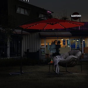 English Elm 10ft Solar Led Cantilever Offset Patio Umbrella with 40 Lights Outdoor Shade Orange W640140291