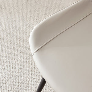 English Elm Light warm gray faux leather dining chair with widened curved cushion, black metal legs, stable cross base W1151P346457