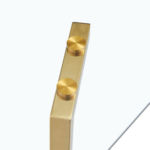 English Elm Modern minimalist sintered stone dining table with white marble-look top and sturdy metal legs, seats 4-6 comfortably Transparent W1151S01208