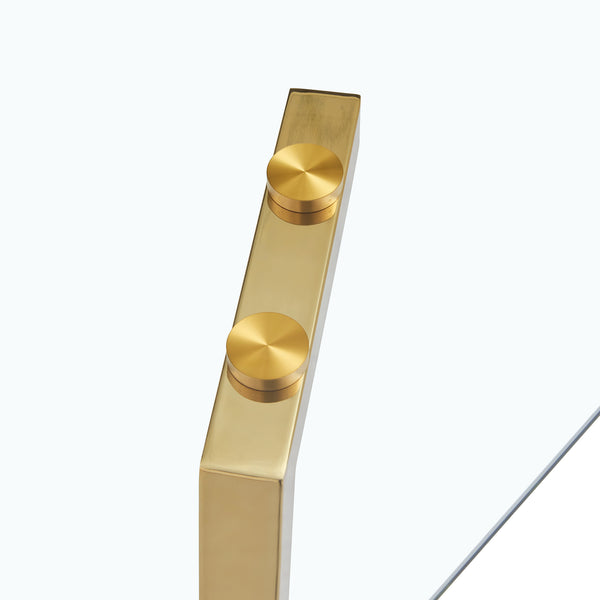 English Elm Modern minimalist sintered stone dining table with white marble-look top and sturdy metal legs, seats 4-6 comfortably Transparent W1151S01208