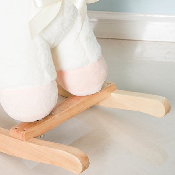 English Elm Lamb Plush Ride on Rocking Horse Toddler Toy Soft Nursery Rocker with Metal Frame W2225142248
