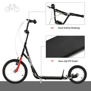 English Elm Youth Steel Frame Kick Scooter with Inflatable Tires and Dual Brakes for Growing Riders W2225142275