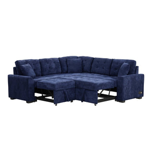 English Elm 82.6" Velveteen L-shaped Sleeper Sectional with Usb Ports and Power Sockets for Living Room SG001230AAC
