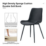 English Elm Black Artificial Leather Backrest Cushion Dining Chair, Black Metal Legs, Curved Widened Cushion Design For More Comfort, Suitable For Restaurants, Kitchens, Bedrooms, Offices.(4 Chairs) 0502