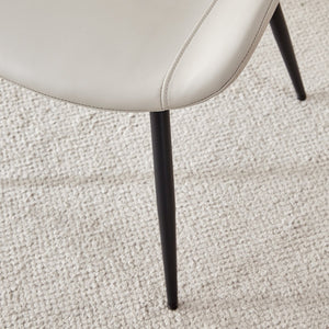 English Elm Light warm gray faux leather dining chair with widened curved cushion, black metal legs, stable cross base W1151P346457