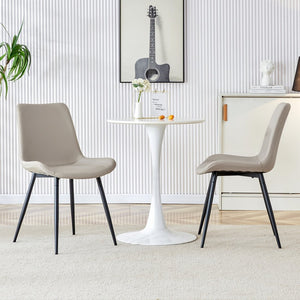 English Elm Black Pu Leather Dining Chairs Set of Six with Metal Legs Curved Cushioned Seats Light Gray W1151126209