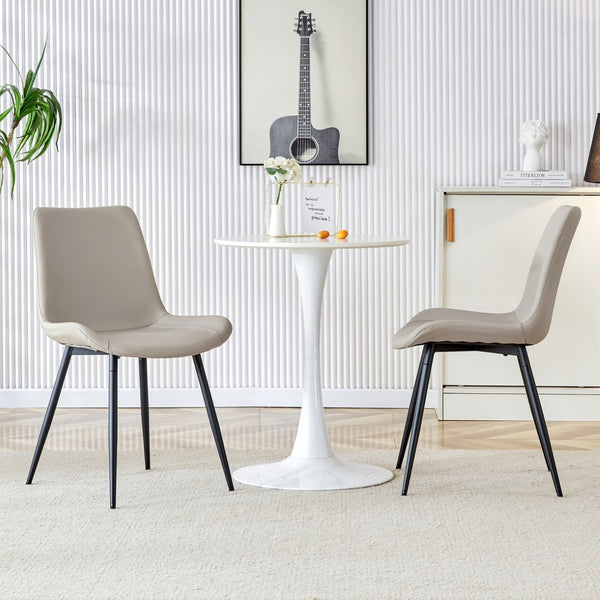 English Elm Black Pu Leather Dining Chairs Set of Six with Metal Legs Curved Cushioned Seats Light Gray W1151126209
