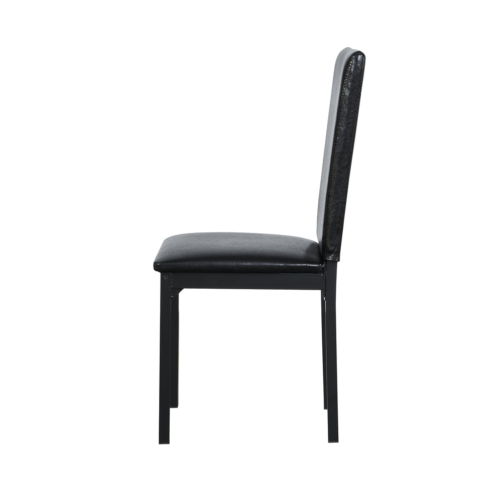 English Elm 4-piece metal frame dining seats – Modern black metal chairs with dark brown bi-cast vinyl, 250lb limit, sleek design W214119089