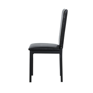 English Elm 4-piece metal frame dining seats – Modern black metal chairs with dark brown bi-cast vinyl, 250lb limit, sleek design W214119089