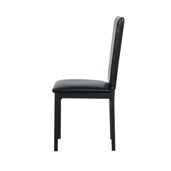 English Elm 4-piece metal frame dining seats – Modern black metal chairs with dark brown bi-cast vinyl, 250lb limit, sleek design W214119089