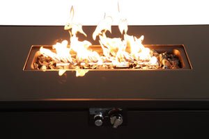 English Elm 43" Smoked Glass Metal Rectangle Fire Pit with Hidden Propane Tank 50,000 BTU Outdoor Heater Black B120142302