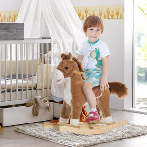 English Elm Lamb Plush Ride on Rocking Horse Toddler Toy Soft Nursery Rocker with Metal Frame W2225142251