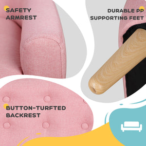 English Elm 2-Seat Kids Sofa Linen Upholstery with Wooden Frame, Durable Lightweight Design for Ages 3-7, Pink W2225142241