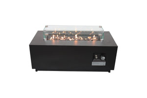 English Elm 16 Stainless Steel Outdoor Fire Pit Table with Glass Shield, Push-Button Ignition, Cover Included B120142336