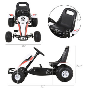 English Elm Pedal Go Kart Racing Ride on with Adjustable Bucket Seat Handbrake Shift Lever W2225142262