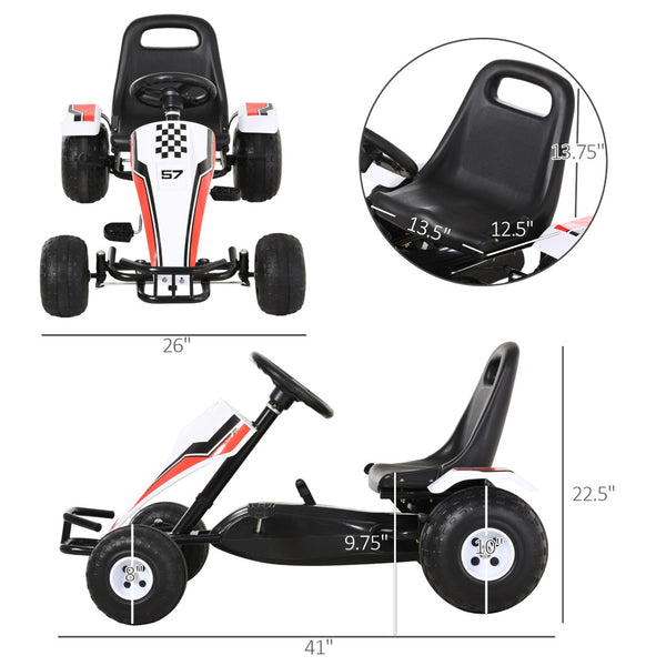 English Elm Pedal Go Kart Racing Ride on with Adjustable Bucket Seat Handbrake Shift Lever W2225142262