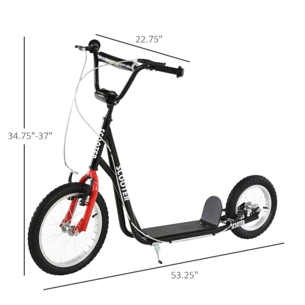 English Elm Youth Steel Frame Kick Scooter with Inflatable Tires and Dual Brakes for Growing Riders W2225142275