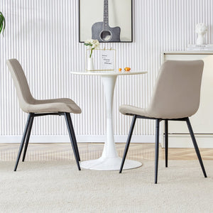 English Elm Black Pu Leather Dining Chairs Set of Six with Metal Legs Curved Cushioned Seats Light Gray W1151126209
