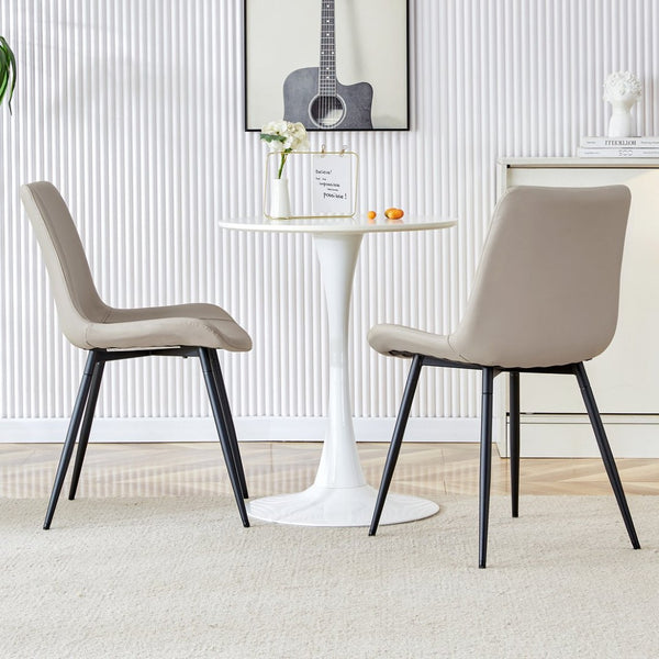 English Elm Black Pu Leather Dining Chairs Set of Six with Metal Legs Curved Cushioned Seats Light Gray W1151126209