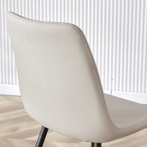 English Elm Black Pu Leather Dining Chairs Set of Six with Metal Legs Curved Cushioned Seats Light Gray W1151126209