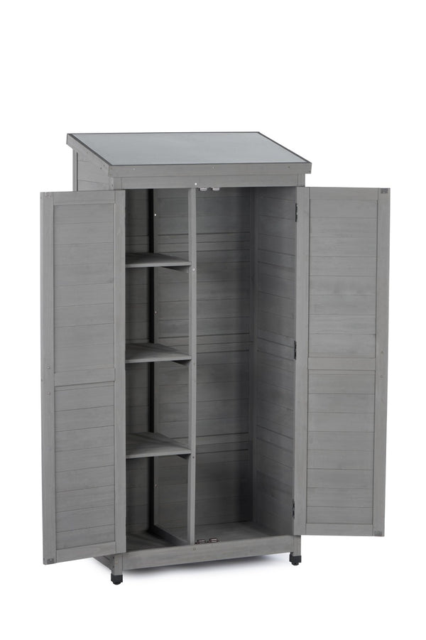 English Elm Outdoor Cedar Storage Cabinet with Rust-proof Metal Top for Patio Garden Use W1390121823