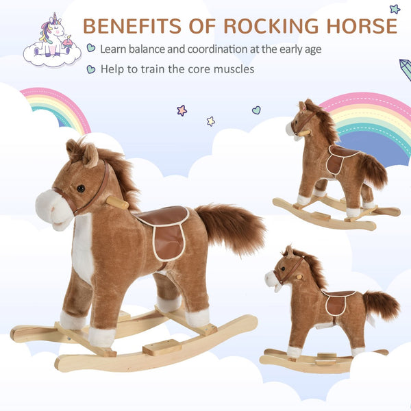 English Elm Lamb Plush Ride on Rocking Horse Toddler Toy Soft Nursery Rocker with Metal Frame W2225142251