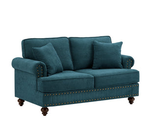 English Elm 61" Chenille Loveseat with Nailhead Trim Plush Two Seat Sofa for Modern Living Rooms Lake Green W1708S00020
