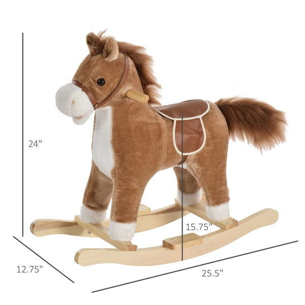 English Elm Lamb Plush Ride on Rocking Horse Toddler Toy Soft Nursery Rocker with Metal Frame W2225142251