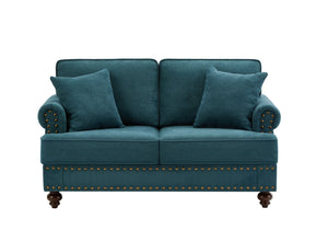 English Elm 61" Chenille Loveseat with Nailhead Trim Plush Two Seat Sofa for Modern Living Rooms Lake Green W1708S00020