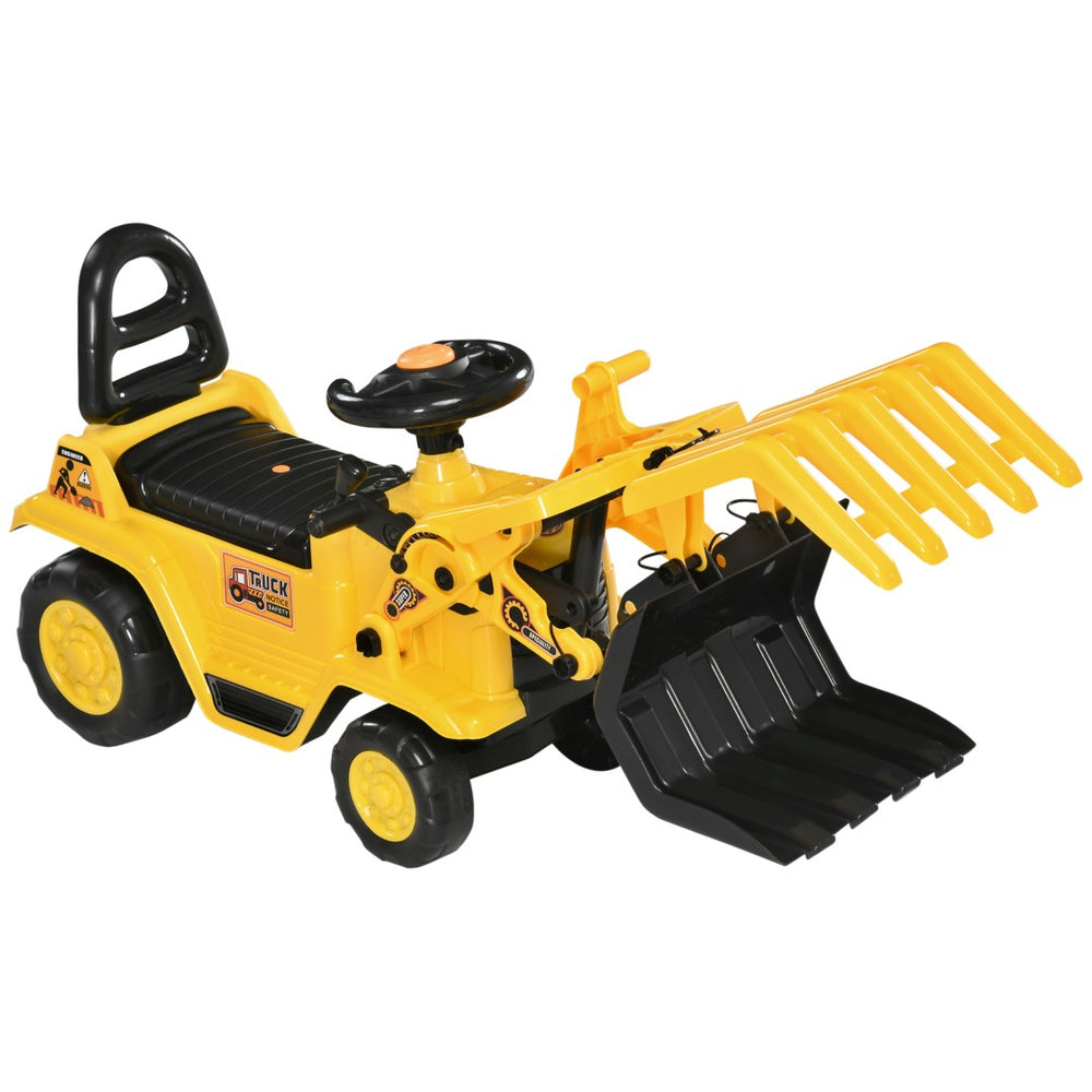 English Elm Kids Excavator Sit and Scoot Ride on Toy with Grabber Arm and Under Seat Storage W2225142272