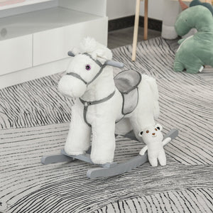 English Elm Lamb Plush Ride on Rocking Horse Toddler Toy Soft Nursery Rocker with Metal Frame W2225142253
