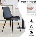 English Elm Black Artificial Leather Backrest Cushion Dining Chair, Black Metal Legs, Curved Widened Cushion Design For More Comfort, Suitable For Restaurants, Kitchens, Bedrooms, Offices.(4 Chairs) 0502