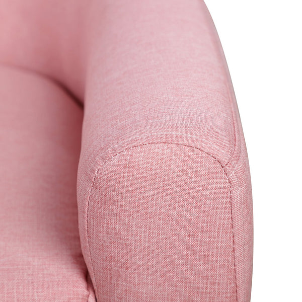 English Elm 2-Seat Kids Sofa Linen Upholstery with Wooden Frame, Durable Lightweight Design for Ages 3-7, Pink W2225142241